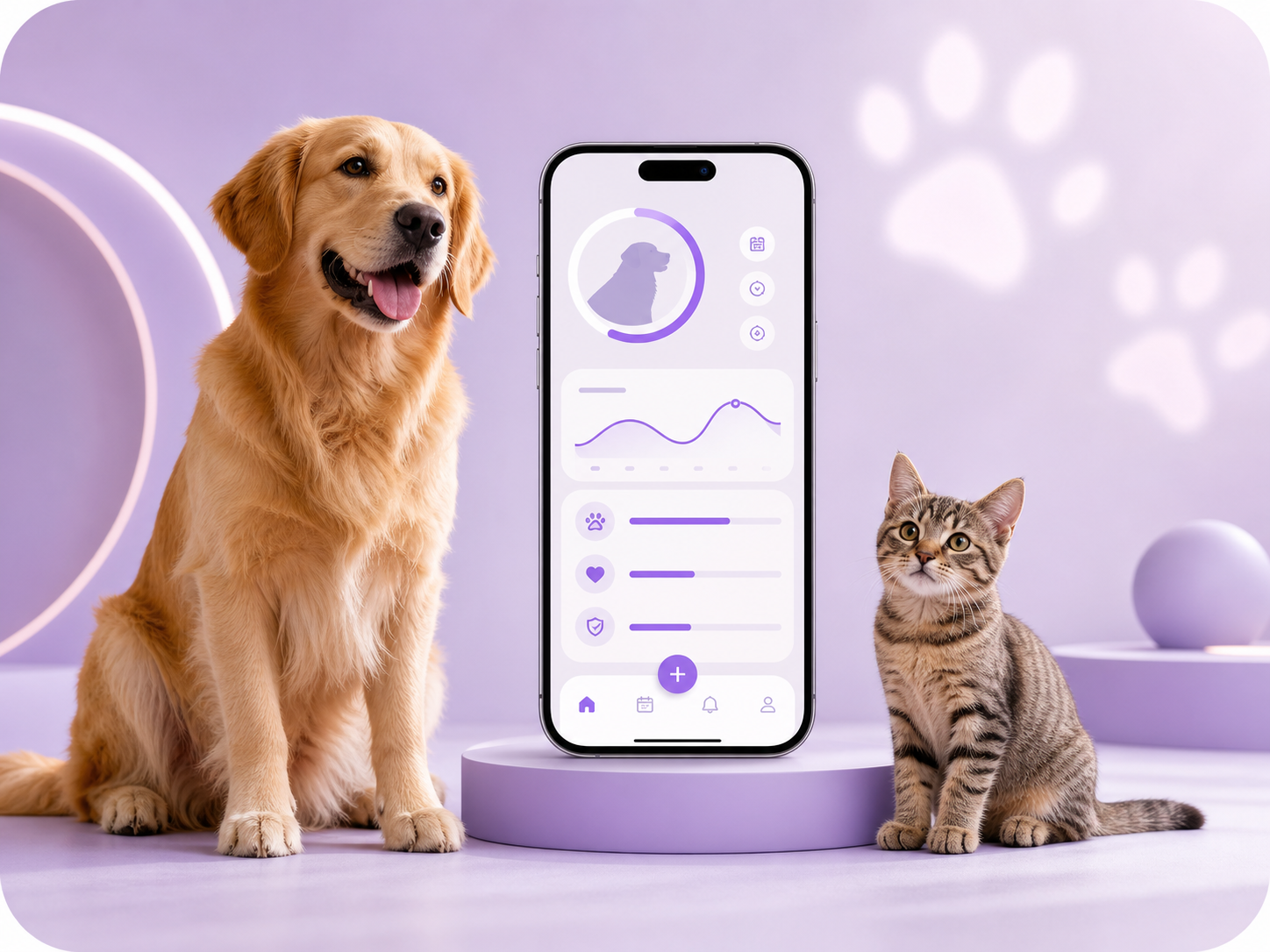 Perro, gato y vista de la aplicación Peluvi