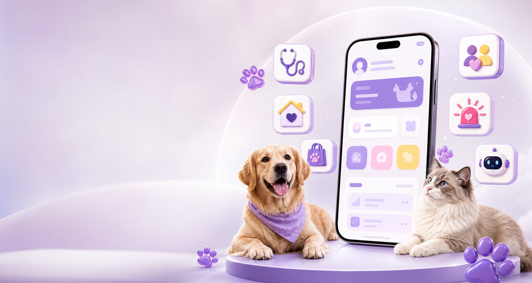 Visual de la app Peluvi con mascotas y servicios